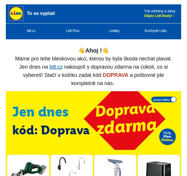 Lidl: Doprava zdarma na vše – duben 2026 | Nuslet.cz