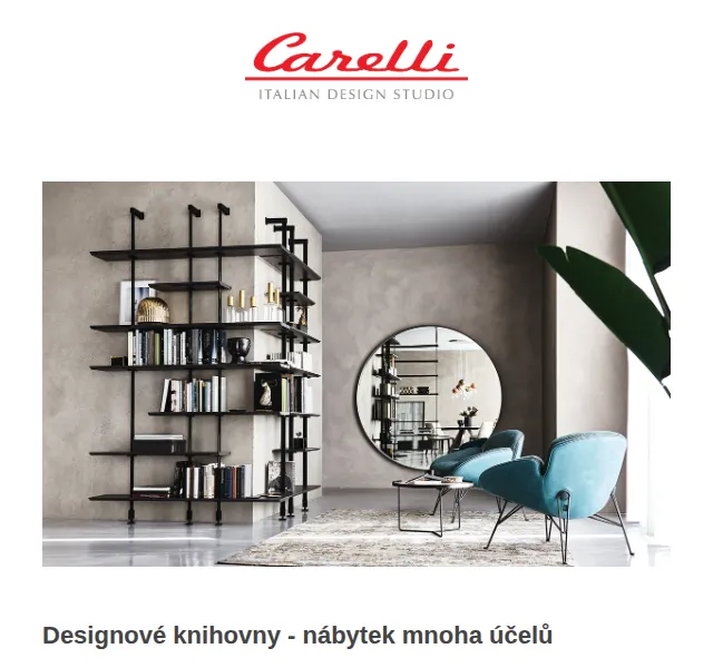 Carelli Nábytek: designové knihovny – červen 2026 | Nuslet.cz