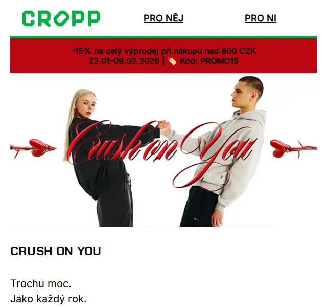 Cropp: Valentýnská kolekce – 15 % sleva | Duben 2026