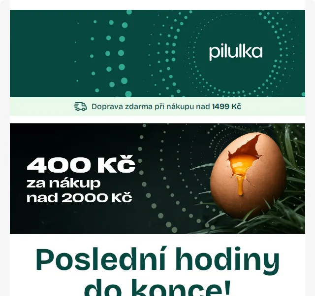 Pilulka.cz: 400 Kč zpět na dalším nákupu nad 2000 Kč – červen 2026 | Nuslet.cz