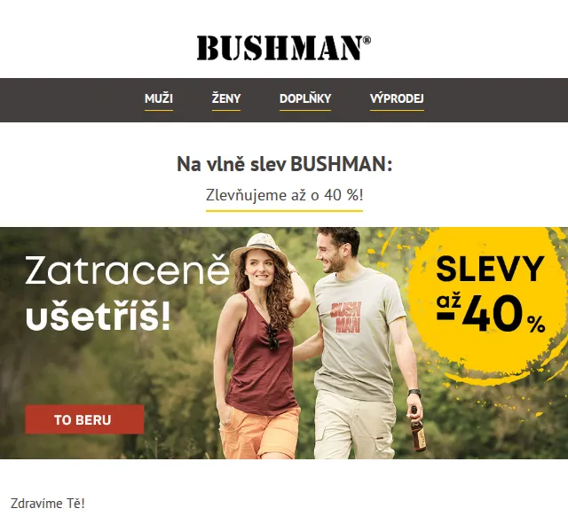 BUSHMAN: Letní výprodej se slevami až 43 % – červen 2026 | Nuslet.cz