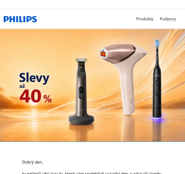 Philips: slevy až 40 % + kód CERVEN10 – červen 2026