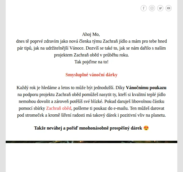 Zachraň jídlo: Vánoční poukaz na podporu Zachraň oběd – prosinec 2026 | Nuslet.cz