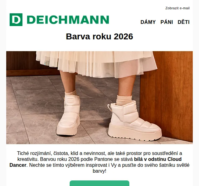 Deichmann: Barva roku 2026 Cloud Dancer – 30 % sleva – duben 2026