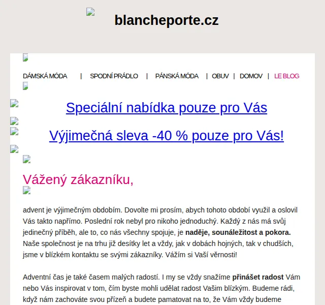 Blancheporte: Sleva -40 % na dámskou i pánskou módu – červen 2026 | Nuslet.cz