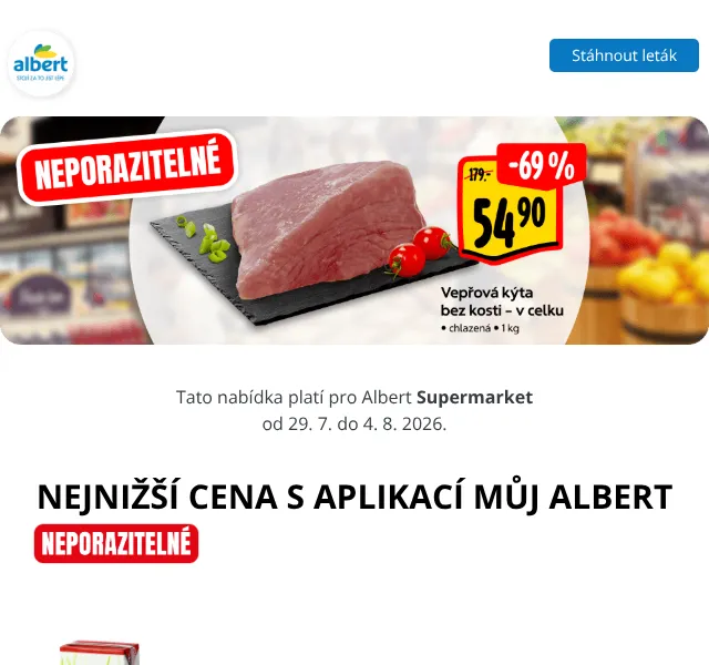 Albert: Maso, jogurt a nápoje na slevu – červenec 2026