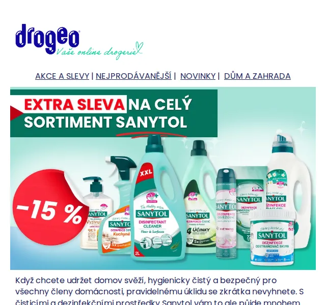 Drogeo: Sanytol sleva 15 % – květen 2026 | Nuslet.cz