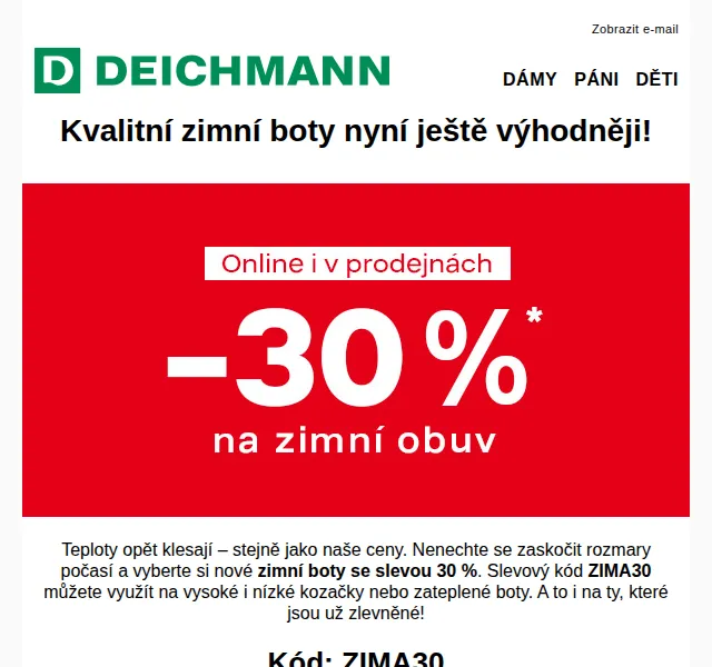 Deichmann: -30 % na zimní boty – únor 2026 | Nuslet.cz