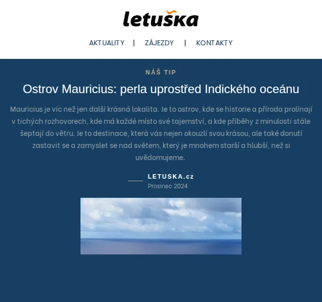 Letuška.cz: Mauricius, golf a studium – červen 2026 | Nuslet.cz