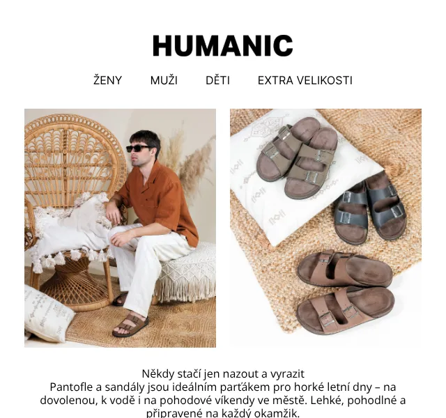 HUMANIC: Pantofle a sandály – červen 2026 | Nuslet.cz
