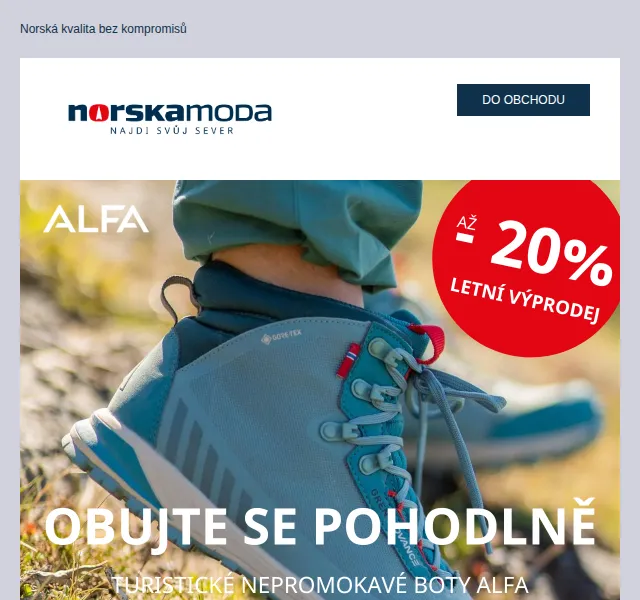 Norskamoda.cz: Sleva 20 % na boty Alfa GORE-TEX – červen 2026 | Nuslet.cz