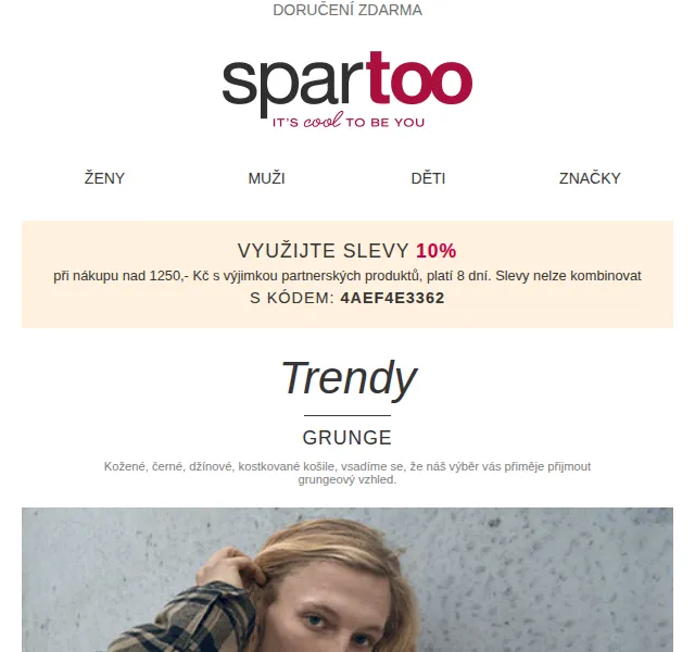 Spartoo: Grunge obutí a dekorace – sleva 10 % a doprava zdarma – červen 2026 | Nuslet.cz