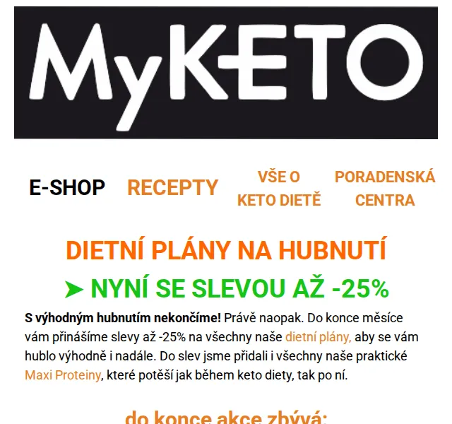 MyKETO: Dietní plány se slevou až -25 % – červen 2026 | Nuslet.cz