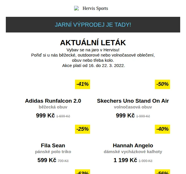 Hervis: Jarní výprodej – slevy až 63 % – březen 2026 | Nuslet.cz