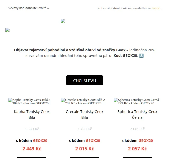UrbanStore.cz: Sleva 20 % na obuv Geox a ponožky – červen 2026 | Nuslet.cz