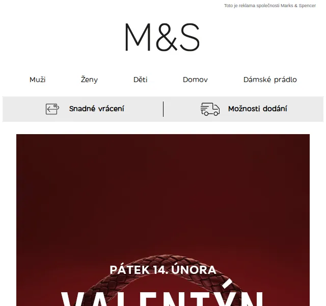 Marks and Spencer: Valentýnské dárky s dopravou – červen 2026 | Nuslet.cz