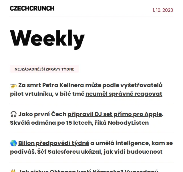 CzechCrunch: Pravidelný newsletter – červen 2026 | Nuslet.cz