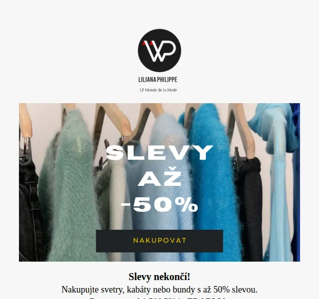 lilianaphilippe: Slevy až -50% na svetry a kabáty – červen 2026 | Nuslet.cz