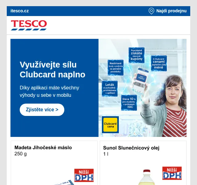 Tesco: Clubcard aplikace slevy – červen 2026 | Nuslet.cz
