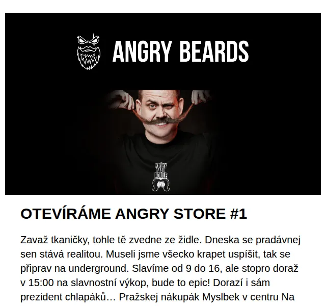 Angrybeards: Otevření Angry Store #1 + Movember 2023 – červen 2026 | Nuslet.cz