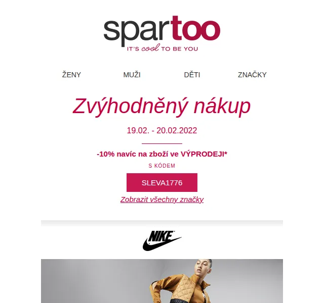 Spartoo: slevy až -60% a -10% navíc na Nike, Dr Martens, Geox – červen 2026 | Nuslet.cz