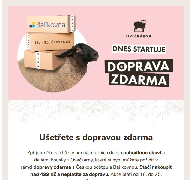 Ovečkárna: doprava zdarma a slevy až 25 % – červenec 2026 | Nuslet.cz