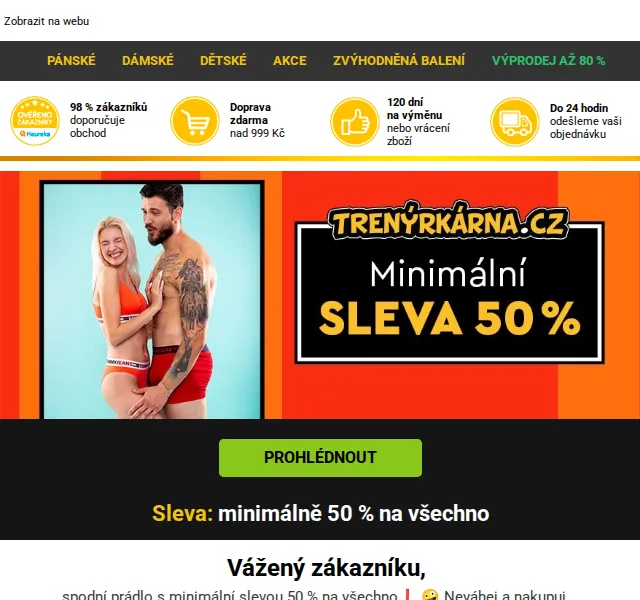 Trenýrkárna.cz: Sleva 50 % na vše – boxerky a ponožky – červen 2026 | Nuslet.cz