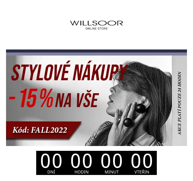 Košile Willsoor: 15 % na vše – slevový kód FALL2022 – červen 2026 | Nuslet.cz