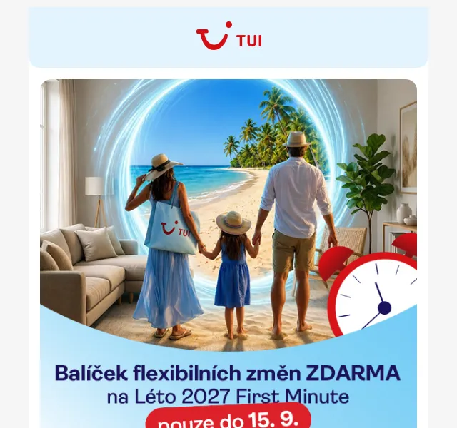 TUI Česká republika: Letní dovolená 2027 zdarma – září 2026