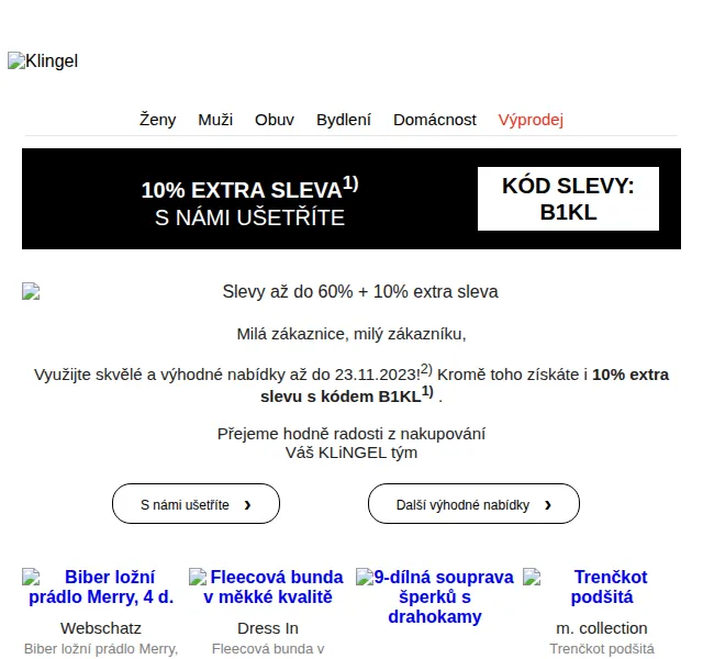 KLiNGEL: 10% extra sleva na výprodej – červenec 2026 | Nuslet.cz