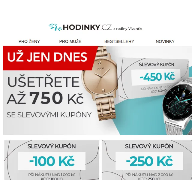 Hodinky.cz: Sleva až 750 Kč – červen 2026 | Nuslet.cz