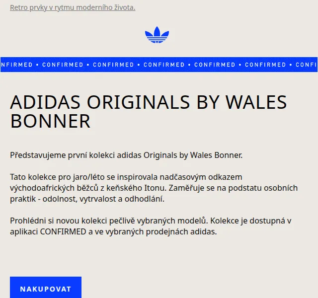 adidas: kolekce Originals by Wales Bonner – červenec 2026 | Nuslet.cz