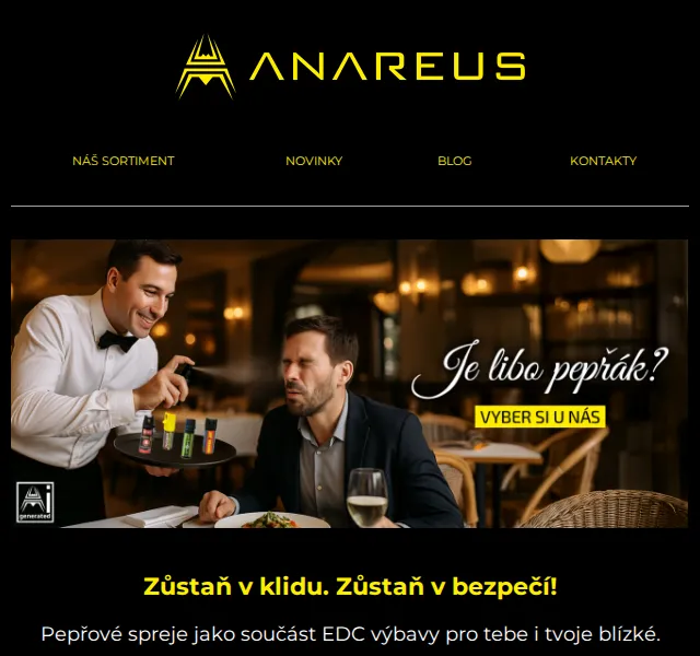 ANAREUS: Pepřové spreje od 150 Kč – červen 2026 | Nuslet.cz