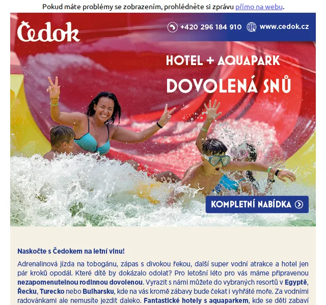 Čedok: TOP hotely s aquaparkem – červen 2026 | Nuslet.cz