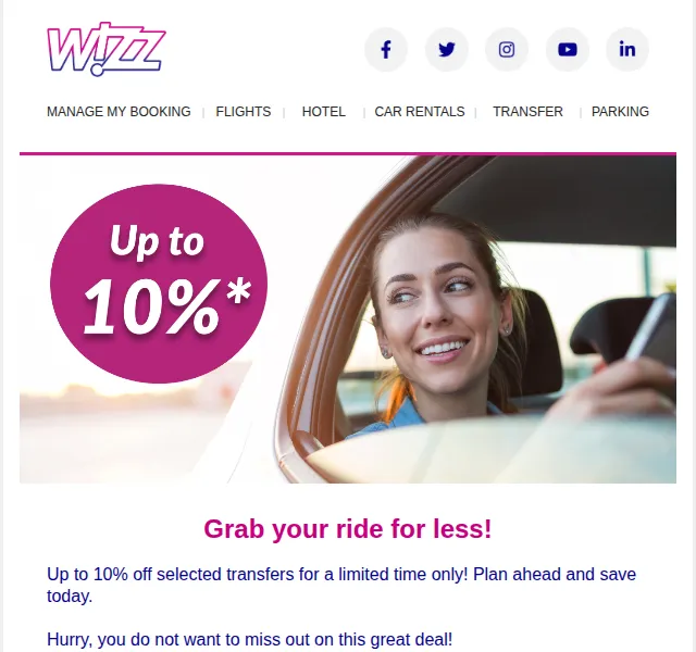 Wizz Air: 10% sleva na transfery – červenec 2023 | Nuslet.cz