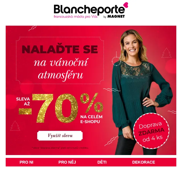 Blancheporte: Až –70 % + doprava zdarma – červen 2026 | Nuslet.cz