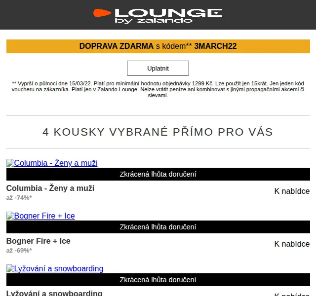 Lounge by Zalando: Columbia, Bogner Fire + Ice – slevy až 75 % – červen 2026 | Nuslet.cz