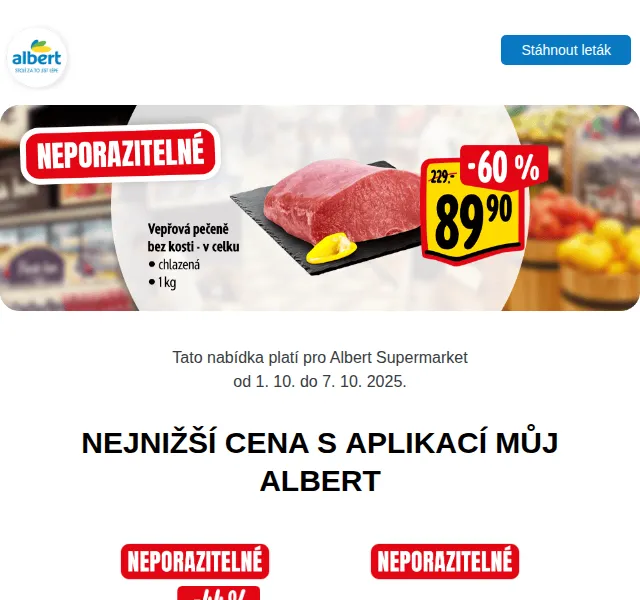 Albert: Slevy na mléko, těstoviny a Kinder čokoládu – říjen 2025 | Nuslet.cz