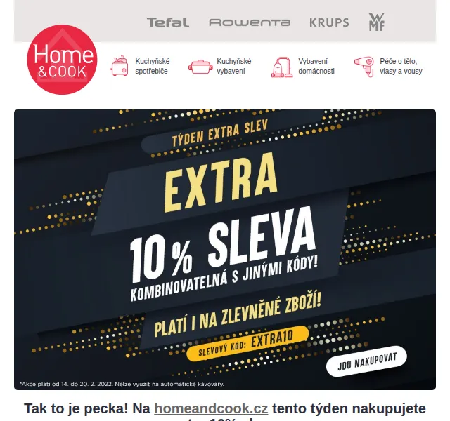 Home & Cook: Extra 10% sleva na Tefal a Rowenta – červen 2026 | Nuslet.cz