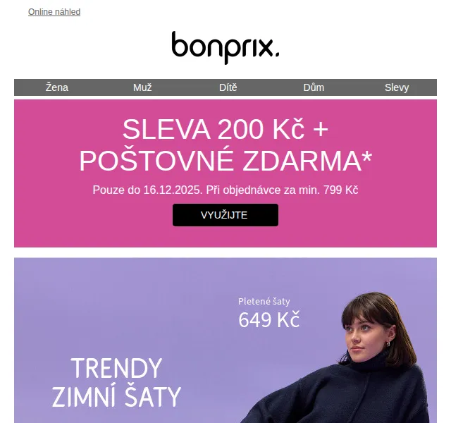 Bonprix: Sleva 200 Kč + poštovné zdarma – duben 2026