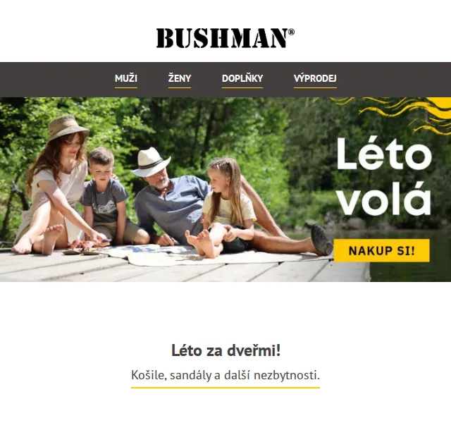BUSHMAN: letní košile a sandály – červen 2026 | Nuslet.cz