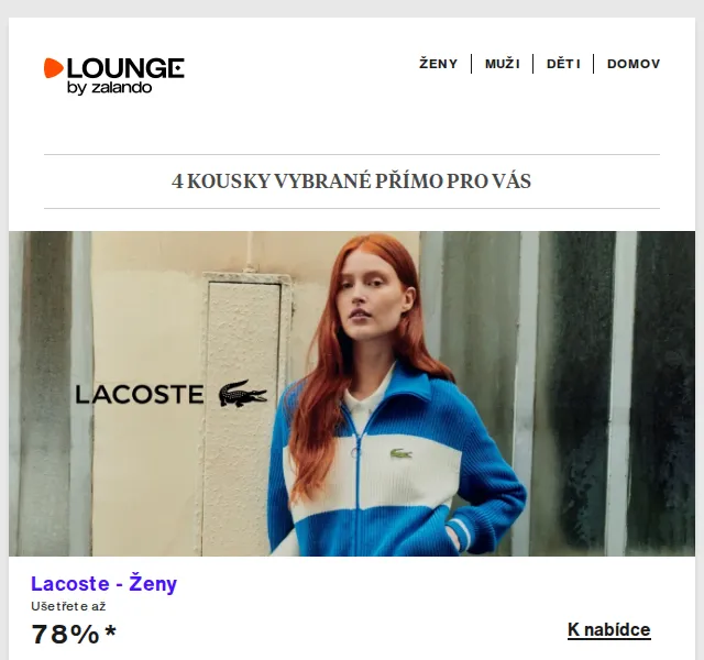 Lounge by Zalando: Lacoste, Apart – až 75 % | Duben 2026