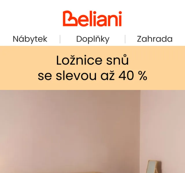 Beliani.cz: postele, noční stolky a svítidla – sleva až 40 % | červenec 2026
