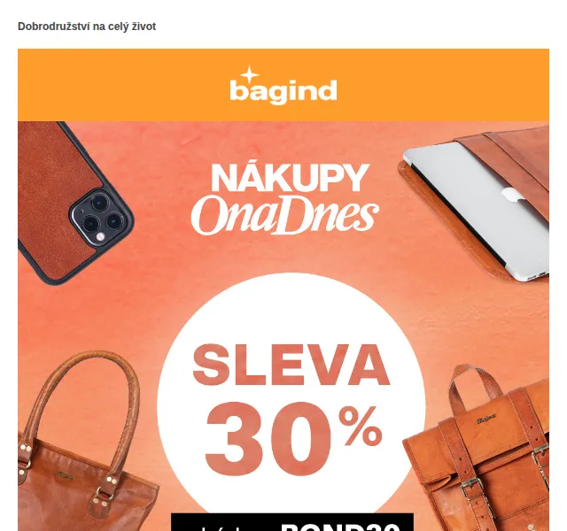 Bagind: Sleva 30 % na kožené tašky – červen 2026 | Nuslet.cz