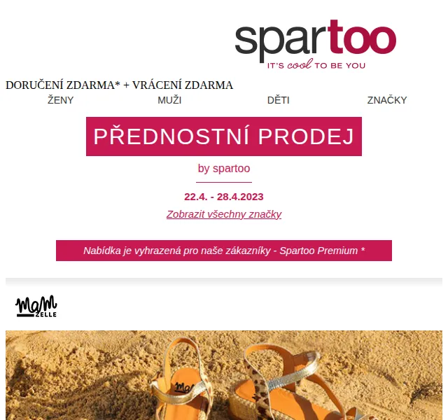 Spartoo.cz: Slevy až -50 % na Mam'Zelle, Dream in Green a Deeluxe – červen 2026 | Nuslet.cz