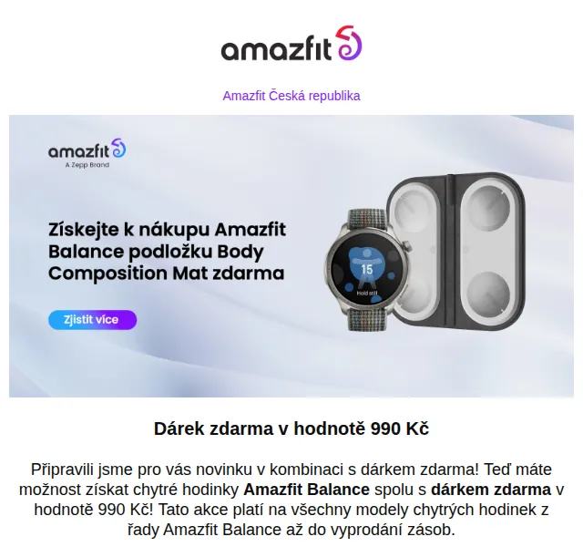 Amazfit: Dárek zdarma v hodnotě 990 Kč – červen 2026 | Nuslet.cz