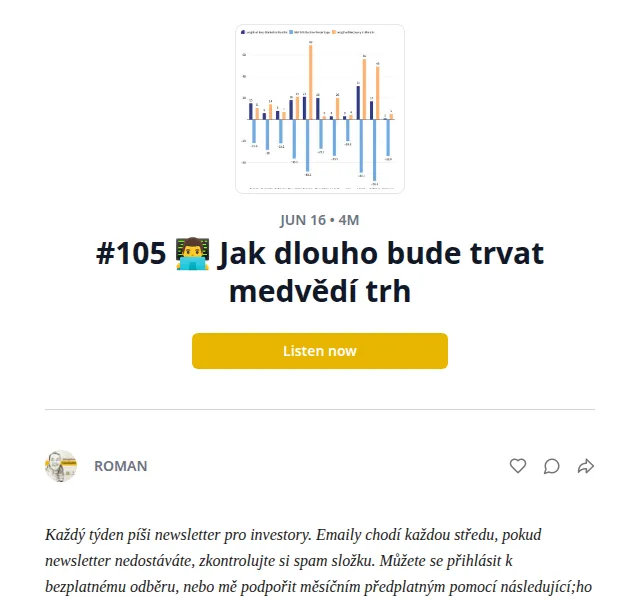 Substack: Investiční newsletter – červen 2026 | Nuslet.cz