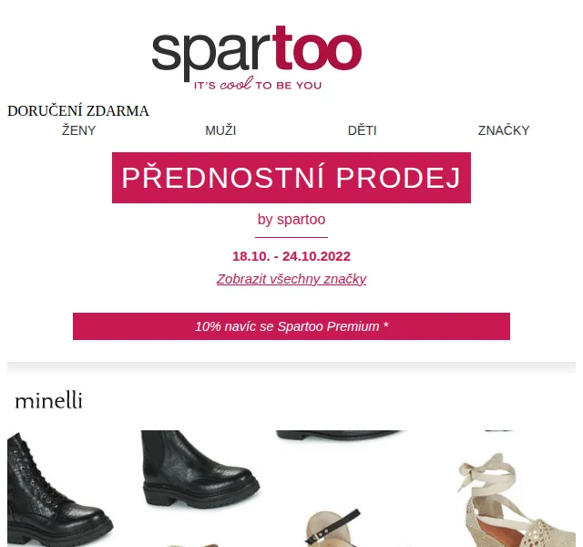 Spartoo.cz: Až -50 % na Minelli, Carlington, adidas Performance – červen 2026 | Nuslet.cz