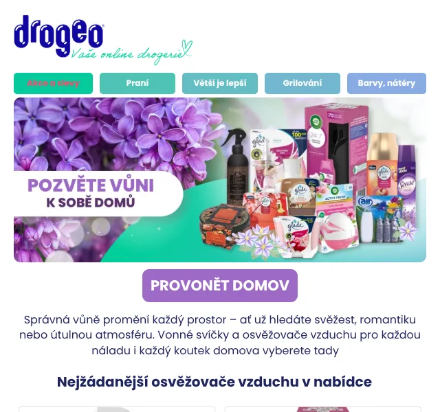 Drogeo: Vonné svíčky a osvěžovače vzduchu – květen 2026