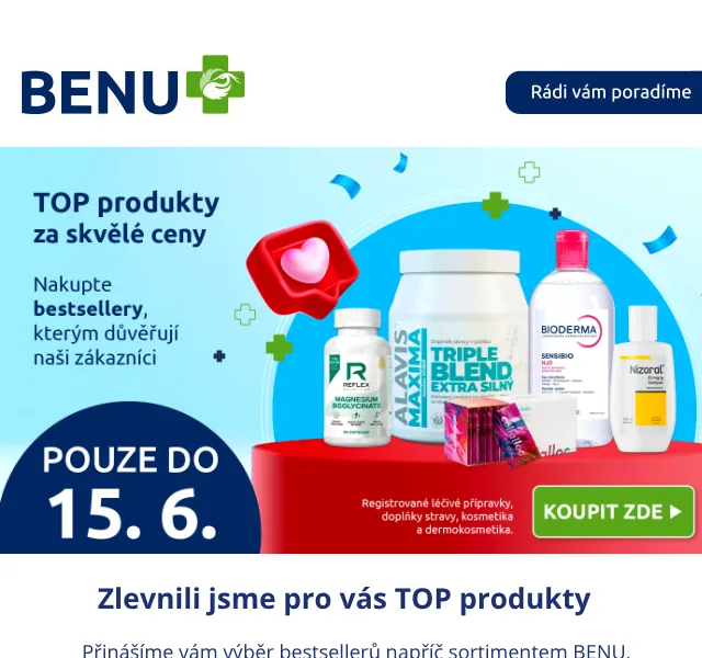 BENU E-shop: Bestsellery se slevou až 42 % – červen 2026